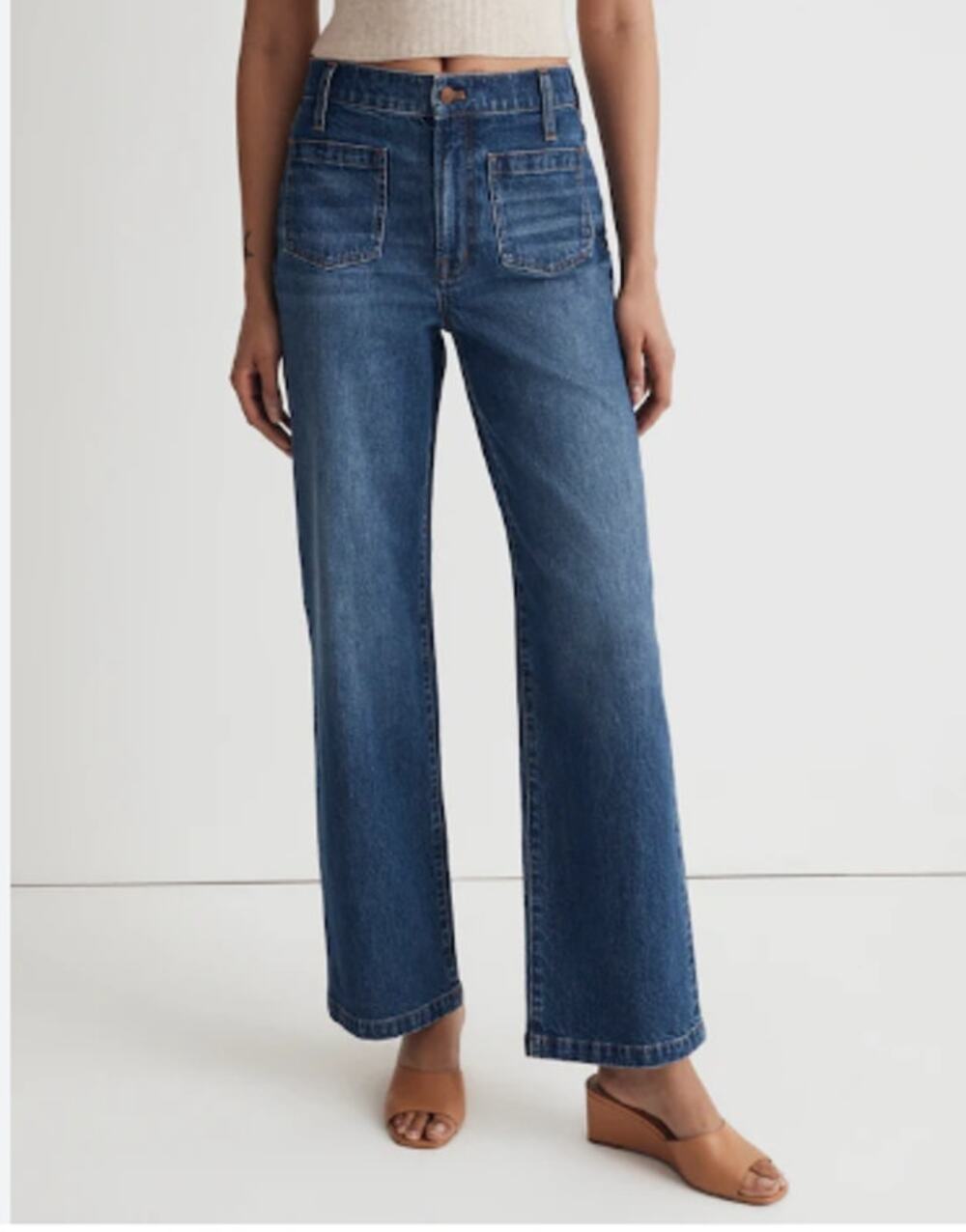 Madewell Perfect Vintage Wide Leg Patch Pocket Medium Wash Jeans 25